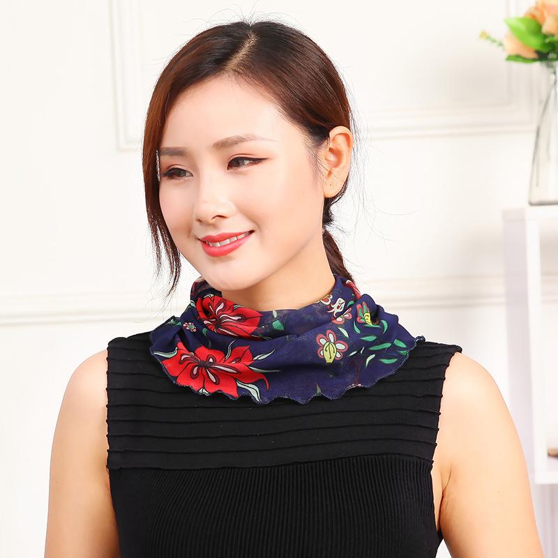 Шарф женский пуловер шейный платок украшение весна и осень теплый искусственный воротник шейный позвоночник шелковый шарф сетчатый квадратный танец шарф