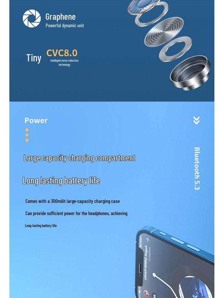 YYKQ71 AI-перевод TWS Клипсовые Bluetooth-наушники: Высококачественный звук, Не в уши, Длительное время работы от аккумулятора для спорта.