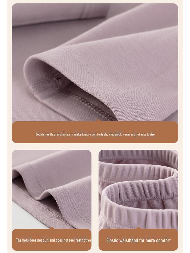 Комплект термобелья унисекс 250 г: Плотный, круглый вырез, начесанный чистый хлопок для осеннего тепла