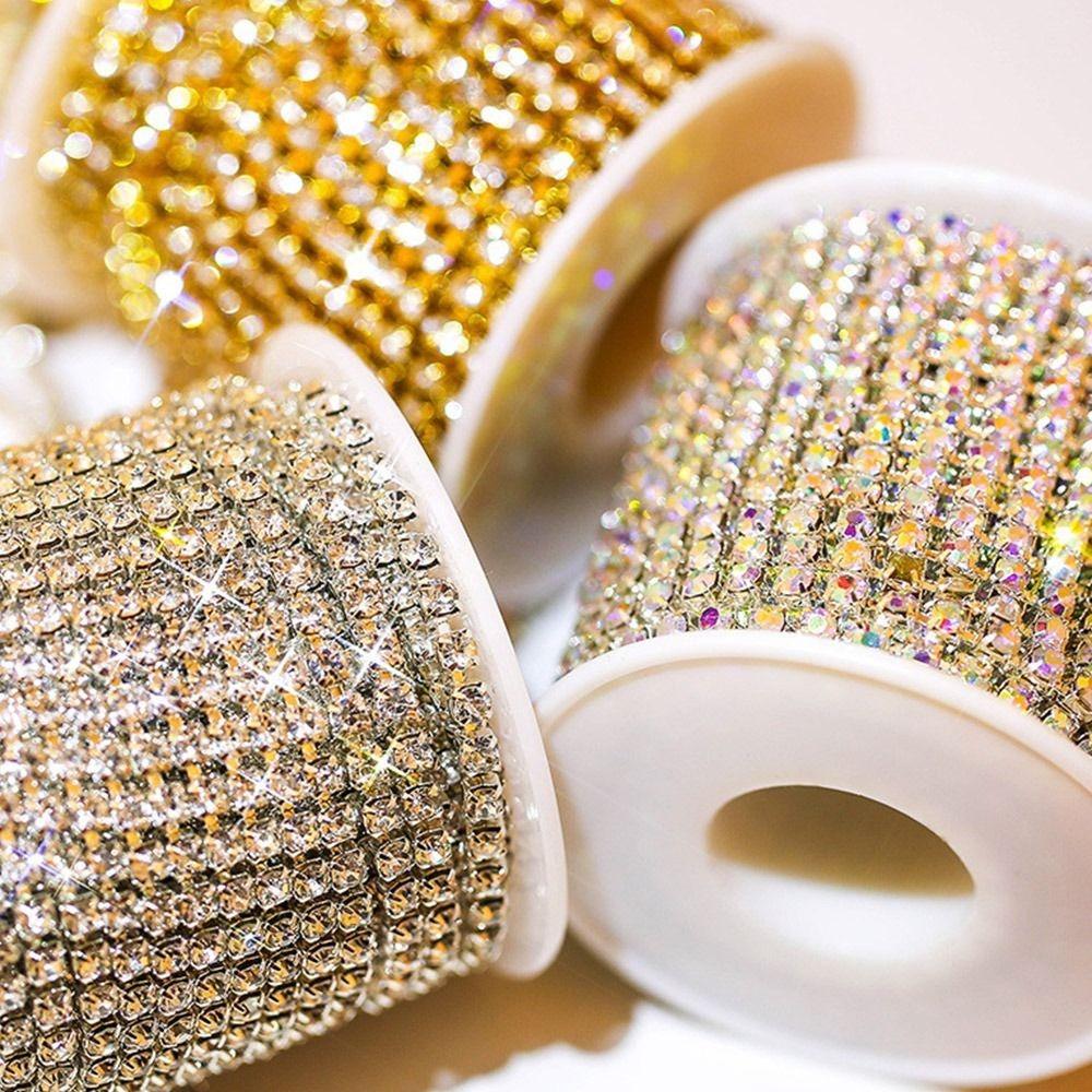 Золотисто-серебристая кисточка AB плотная цепочка со стразами плотная цепочка с когтями блестящие украшения цепочка со стразами блестящая отделка аппликация