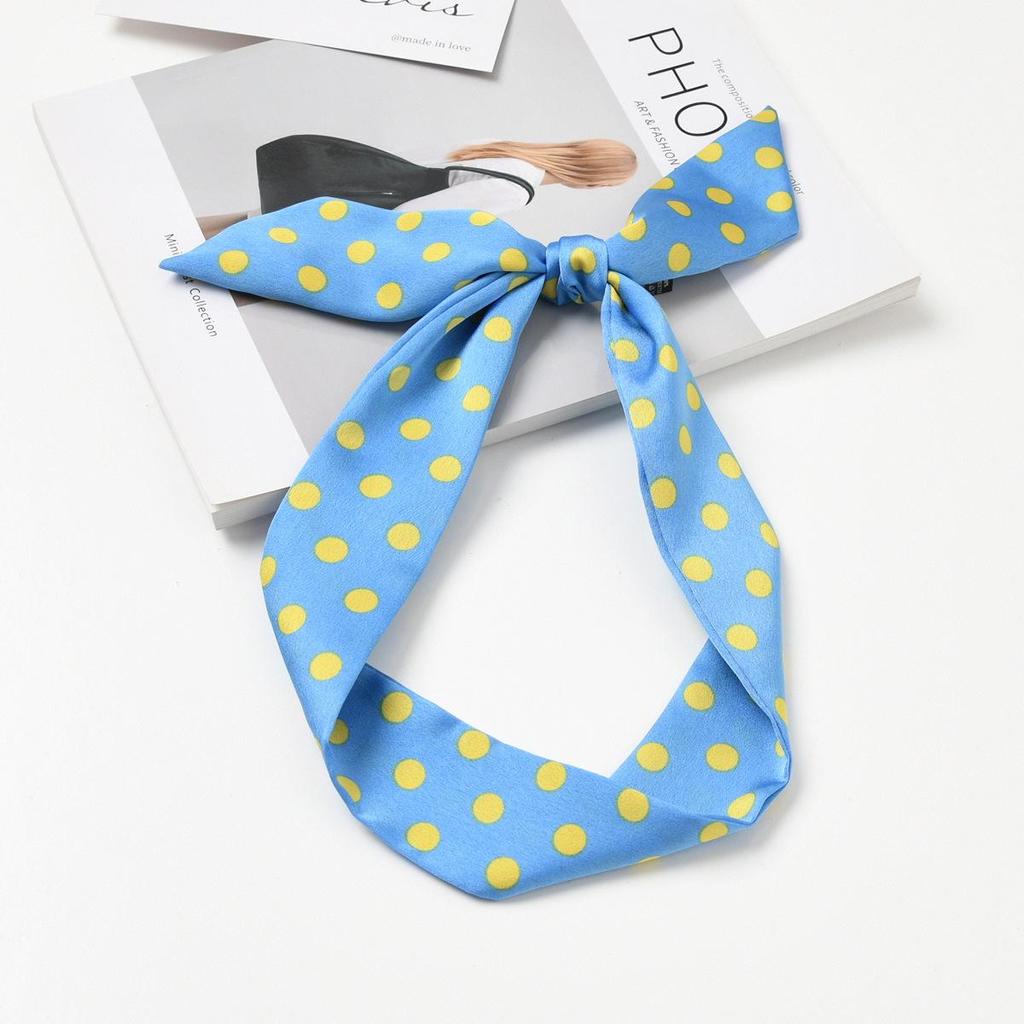 Retro Polka Dot Silk Scarf for Women - Elegant Narrow French Style Tie, Versatile Headband or Bag Ribbon