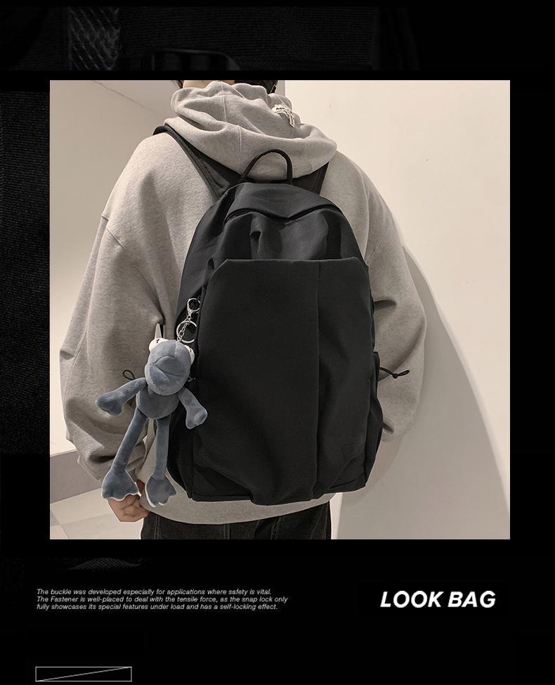 Модный легкий рюкзак в корейском стиле для студенток колледжа - однотонный, большой вместимости, идеально подходит для отдыха и путешествий