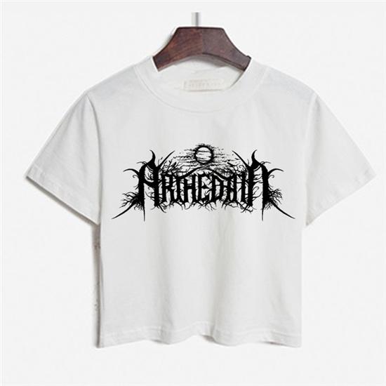 Sun Moon Print Crop Top Y2k Dark Streetwear Punk Short Sleeve Tees Young Gothic Women's T-shirt Graphic T-shirt Harajuku Corset