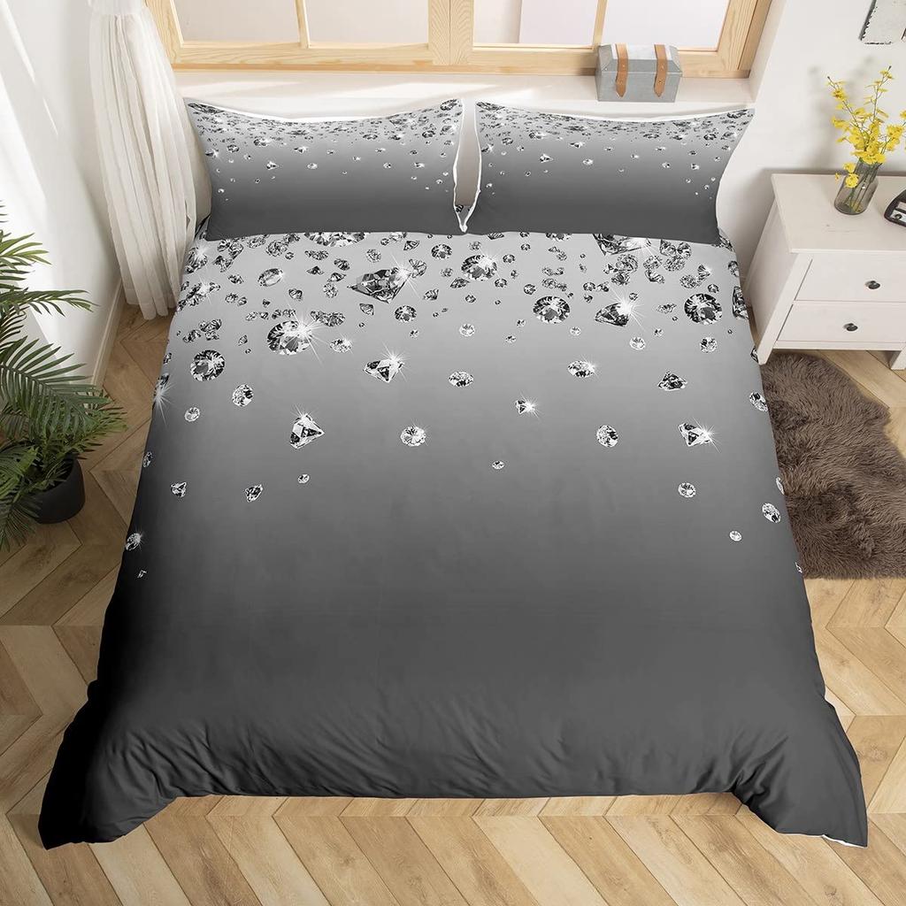 Luxury Shining Diamond Duvet Covers For Kids Boys Girls Lightweight Quilt Covers Jewelry Bedding Sets Bling Party Bedroom Decor
