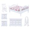 1:12 6pcs Mini Wooden White Bedroom Furniture Set for Dollhouse