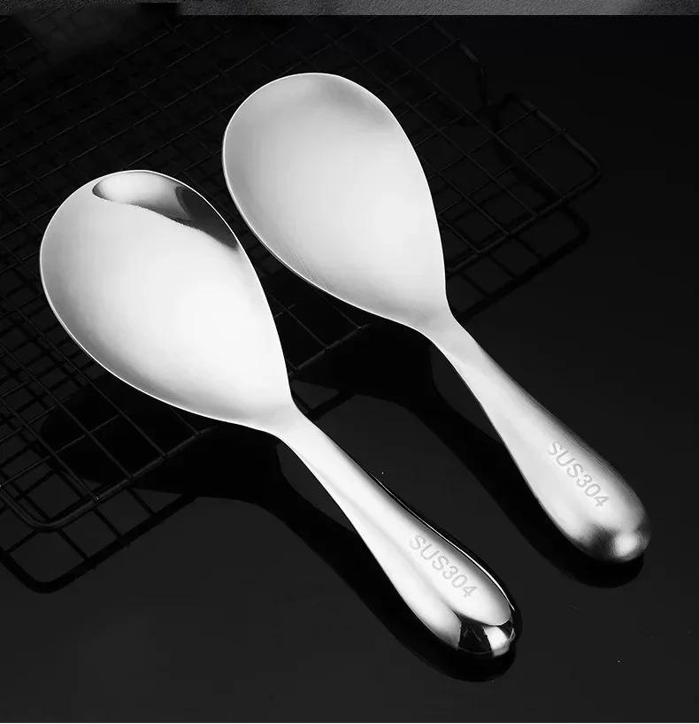 1/2Pcs Rice Spoon 304 Stainless Steel Non Stick Thick Home Soup Rice Spoon Kitchen Seasoning Spoon Hotel Restaurant Tableware