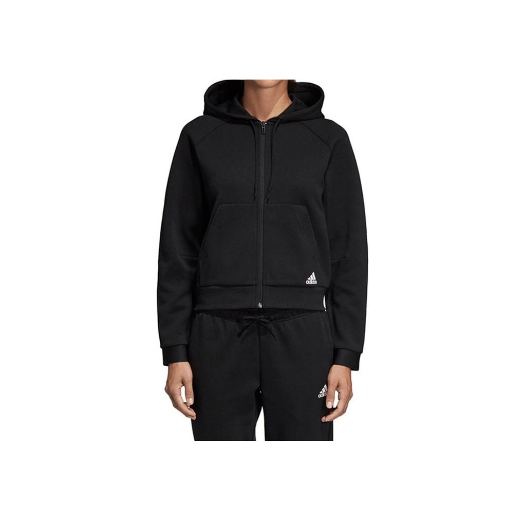 Adidas Куртка с капюшоном в спортивном стиле, женские топы, черный DU6570