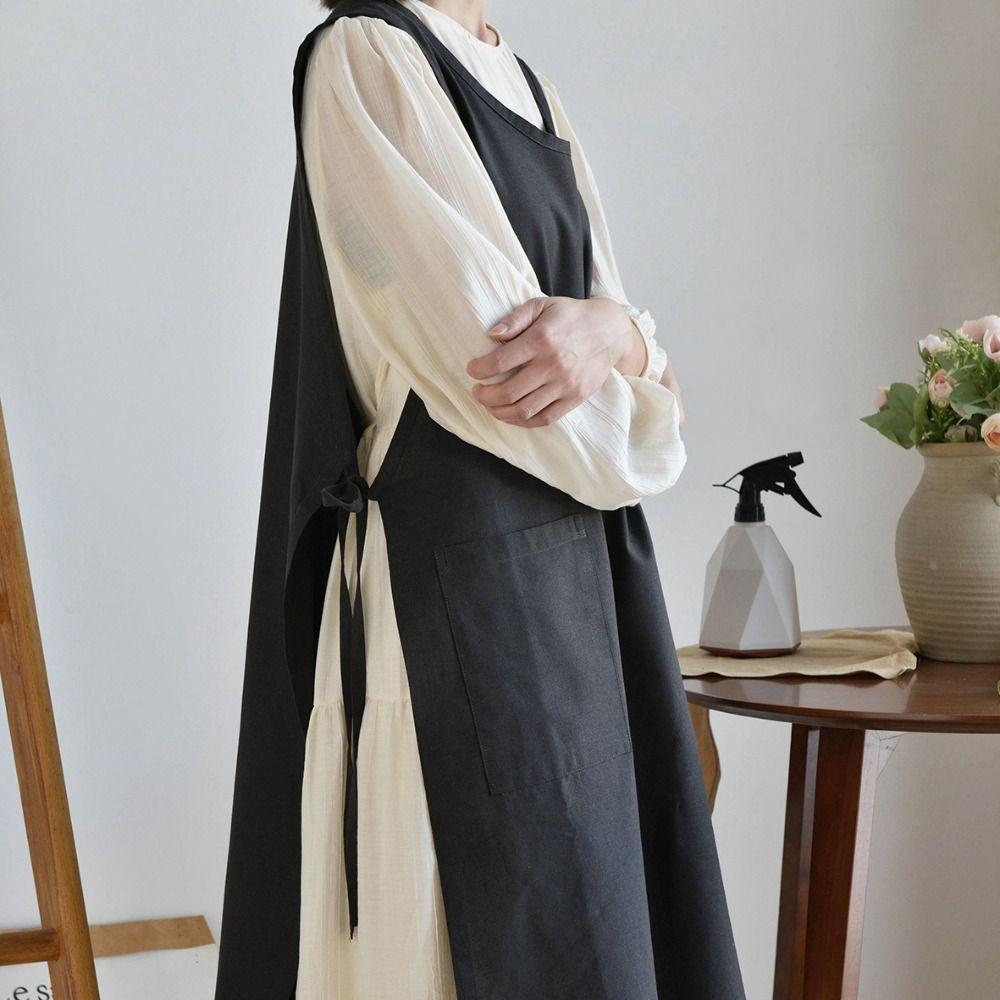 Водонепроницаемый фартук из чистого хлопка, фартук шеф-повара в японском корейском стиле, бытовой кухонный фартук, отель