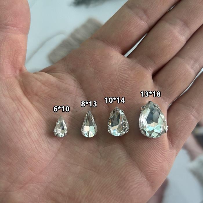 Кристальный Белый 3-12 мм Стеклянный Страз с Клешней DIY Декор Одежды Ручная Вышивка Четыре Ушка Стекло Лэмпворк Бусины Аксессуары для