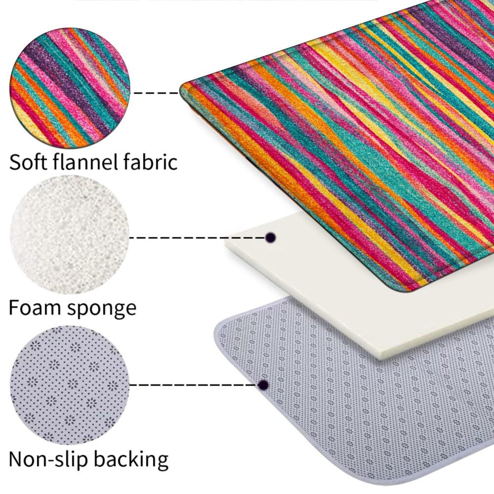 Bohemian Watercolor Rainbow Stripe Kitchen Runner Rug, Non-Slip Washable Durable Mat for Kitchen, Laundry Entryway