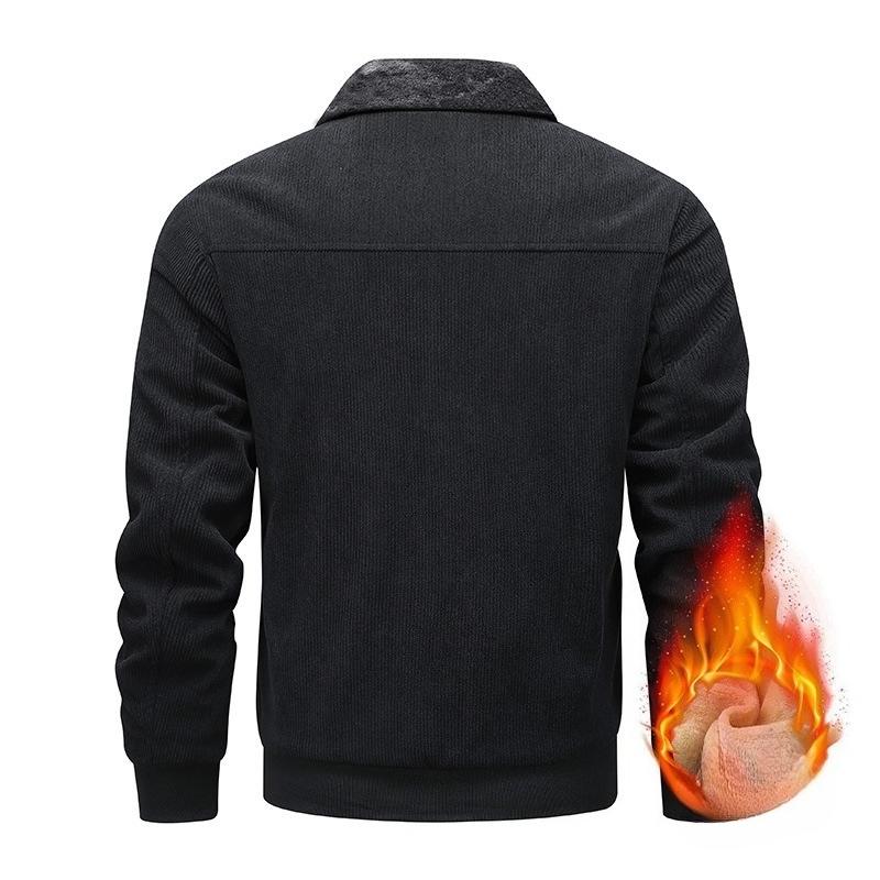 Мужские зимние теплые вельветовые куртки на флисовой подкладке, легкое ветрозащитное пальто с карманами, отложным воротником, рабочая куртка для мужчин, теплая куртка карго