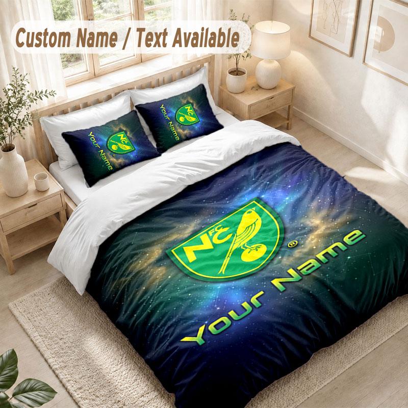 Custom Name Bedding Set 3 PiecesNorwich City Print Duvet Cover + 2 Pillowcases Soft Bed Decor