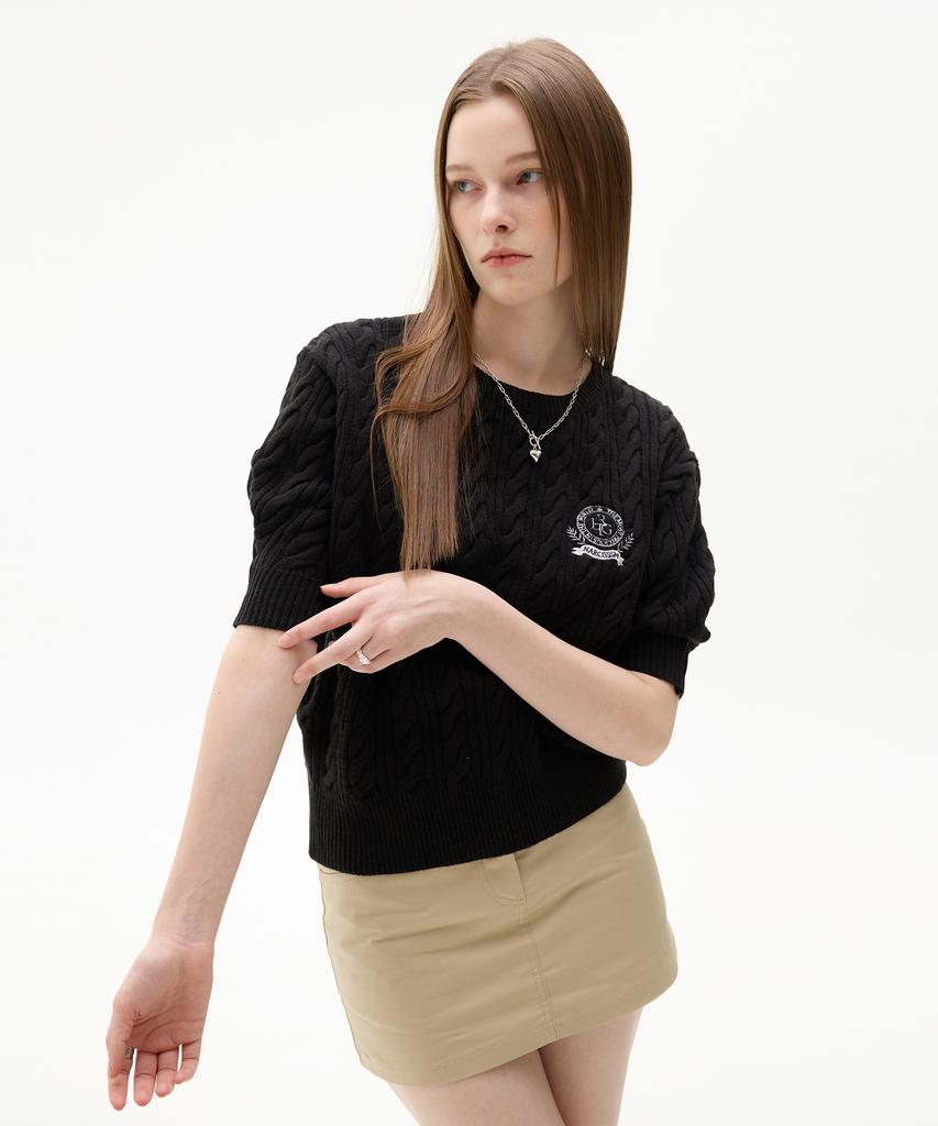 LARTIGENT Lk Cable Half Sleeve Knit(Black)