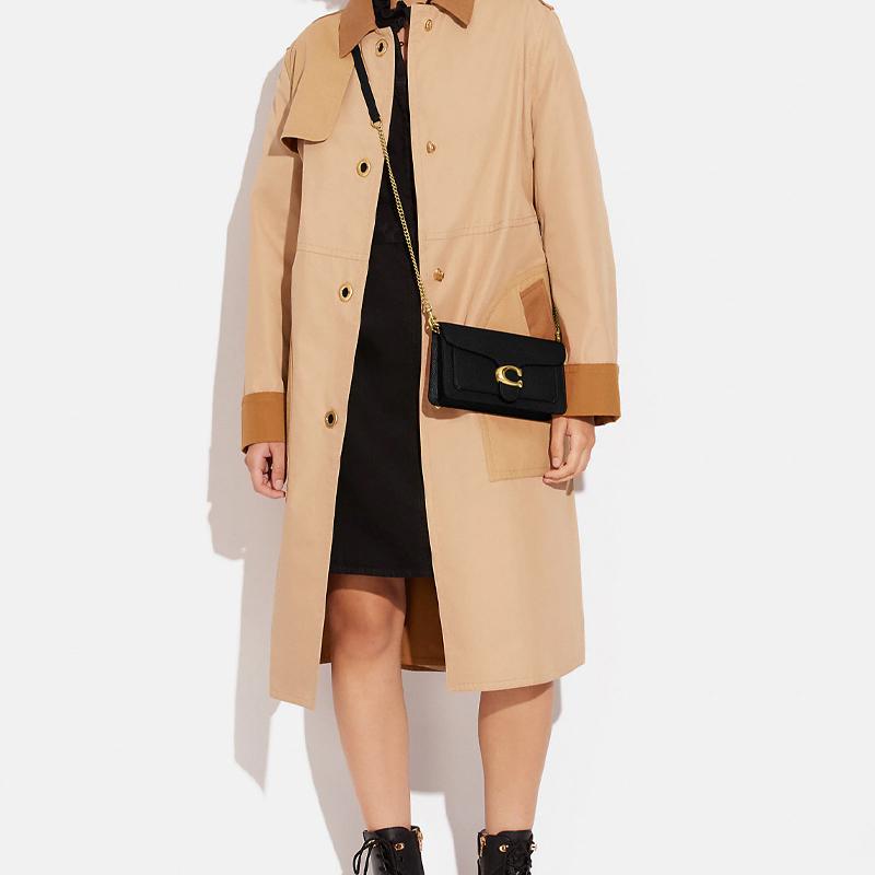 New COACH Chain Cow Leather One Shoulder Crossbody Clutch Trumpets Women's Black CE772-B4BK