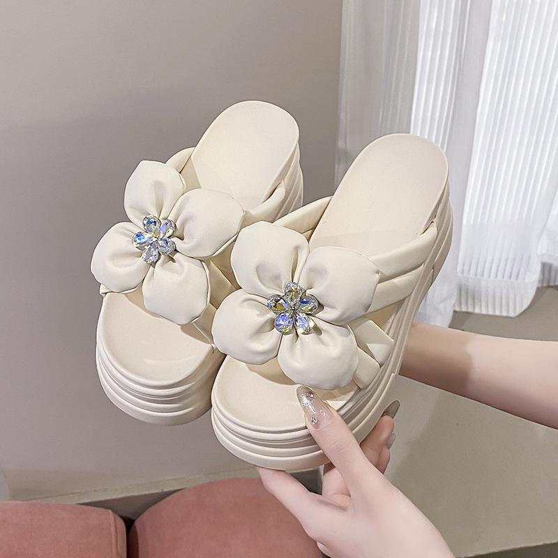 Fashion 8CM Platform Slippers Sandals Woman Bowknot Thick Sole Slippers Women Chunky Flip Flops Summer Casual Beach Slides Zapatos Mujer