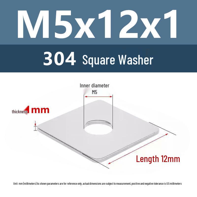 Yigu 304 Stainless Steel Thickened Square Flat Washer M3/M4/M5