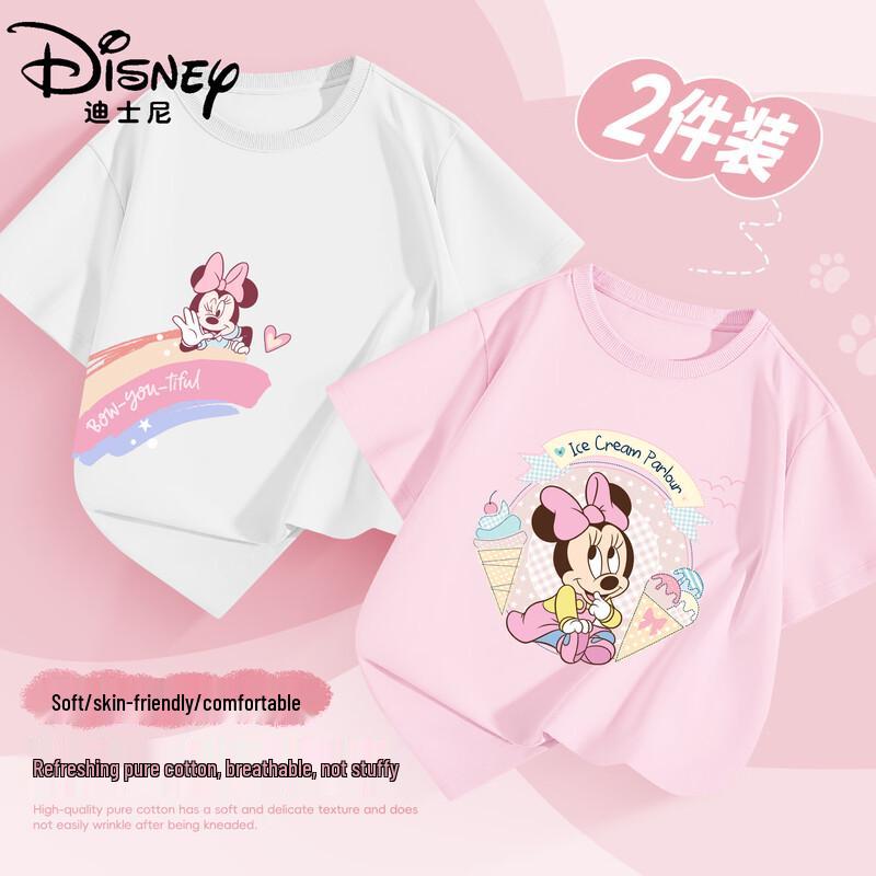 Disney Детская хлопковая футболка с коротким рукавом, мультяшный дизайн