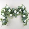 1.8 Meters Long Simulated Eucalyptus Rattan Green White Rose Vine Eucalyptus Leaf Vine