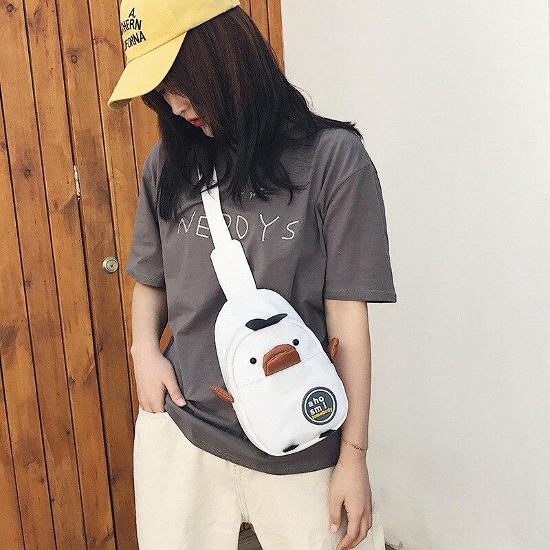 Маленькая холщовая нагрудная сумка желтого цвета с уткой для детей, черные, белые, розовые сумки на плечо большой вместимости, сумки-органайзеры для телефона