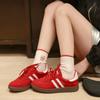 Leather Retro Red German Training Shoes Women's 2025 New Round Head Lace-up Casual Sports Shoes Versatile Flat-soled Forrest Gump Shoes
