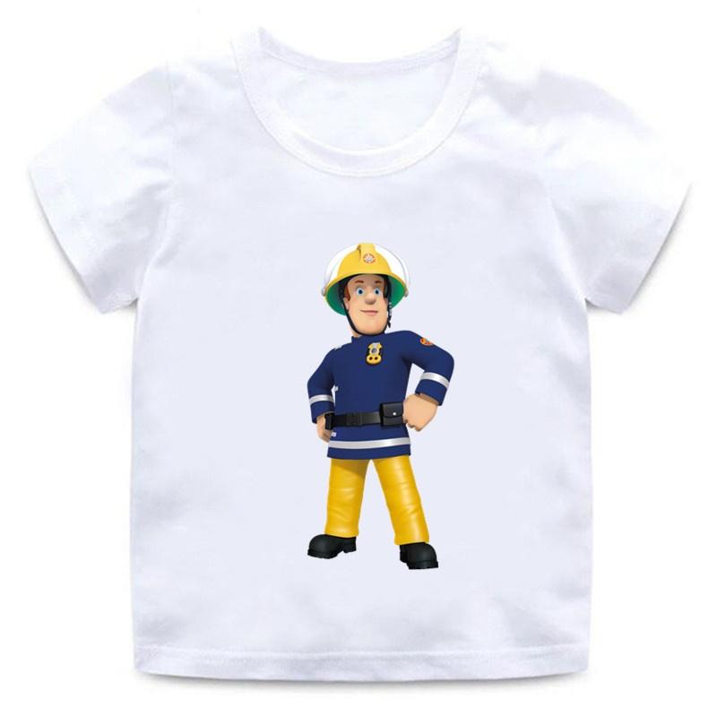 Fireman Sam Print Cartoon Funny White Short Sleeve New Men Women Tee Adults Children Boy Gril Top Kid Parent Child Cotton Tshirt