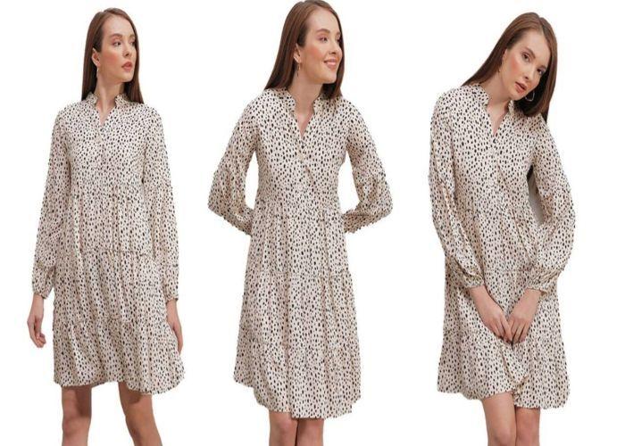 MT Clothes - Printed Dress - Ecru 42