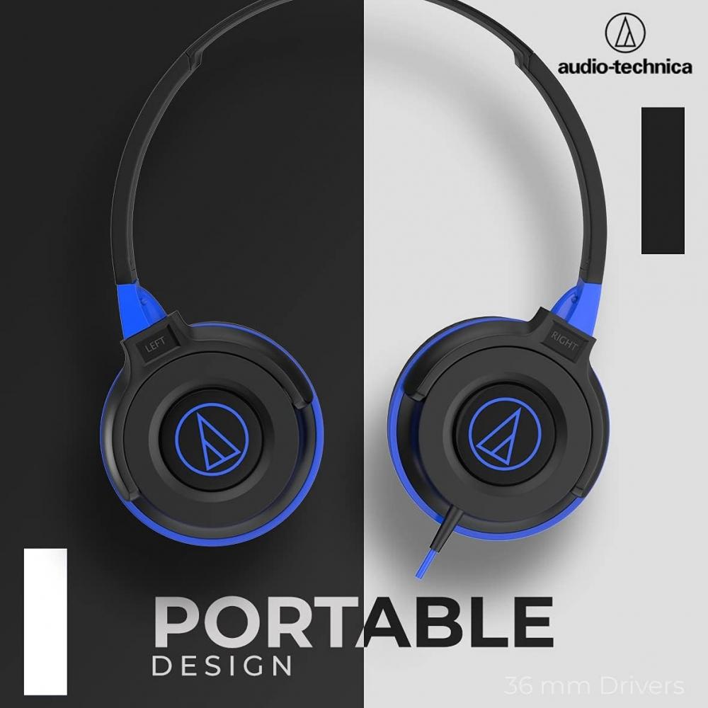 Портативные наушники Audio Technica Ath S100is Bbl для проводных смартфонов, для мониторинга улиц, черные, синие, с микрофоном и пультом дистанционного управления