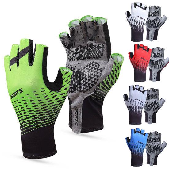 Men Gloves Thick Anti-slip Half Finger Shock-absorbing Gloves Mittens for Gym