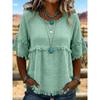 New Women's Casual Loose Crew Neck Short Sleeve Pullover Blouse Top for Women, European American Style