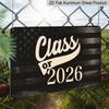2D Flat, 1pc Class of 2026 Aluminium Sign 8x12 Inch - Vintage American Flag Design, Patriotic Graduation Decor, Gift for High School/College Seniors