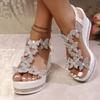 Summer Women's Rhinestone Butterfly Decor Chunky Platform Sandals Women Slip On Wedges Sandles Woman Lightweight Elastic Band Sandals