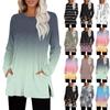 Womens Sweaters Crewneck Long Sleeve Shirts With Pockets Fall Outfits  Fashion Winter Clothing Side Slit