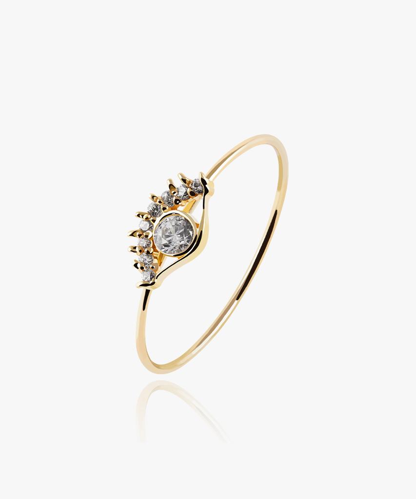 Helene Jewelry Кольцо 'Глаз Красоты' из 14-каратного золота с кубическим цирконием Кольцо с золотой нитью (Тип А)