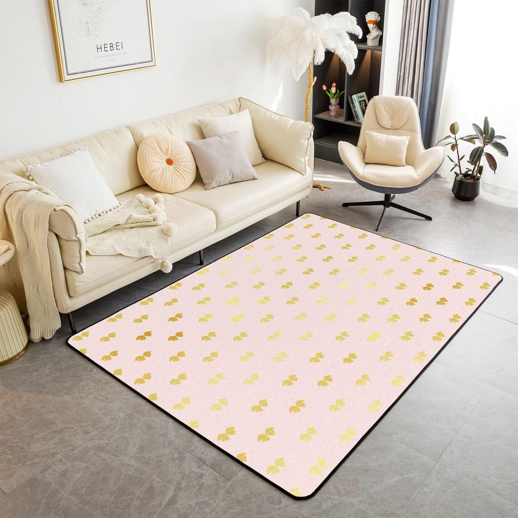 King and Queen Crown Area Rug Romantic Gold White Loving Heart Rugs for Living Room 39"x59",Couple Lover Gray and Black Washable Rug,Wedding