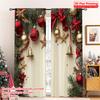 2D Flat Printing 2pcs Merry Christmas Popular Drapes Stars and Pine Branches 100% Polyester Without Electricity Birthday Party