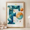 Poster "Letter F In Space" Poster "Letter F In Space, 30X40 Cm, Gold Aluminum Frame, 230 Gsm Matte Paper