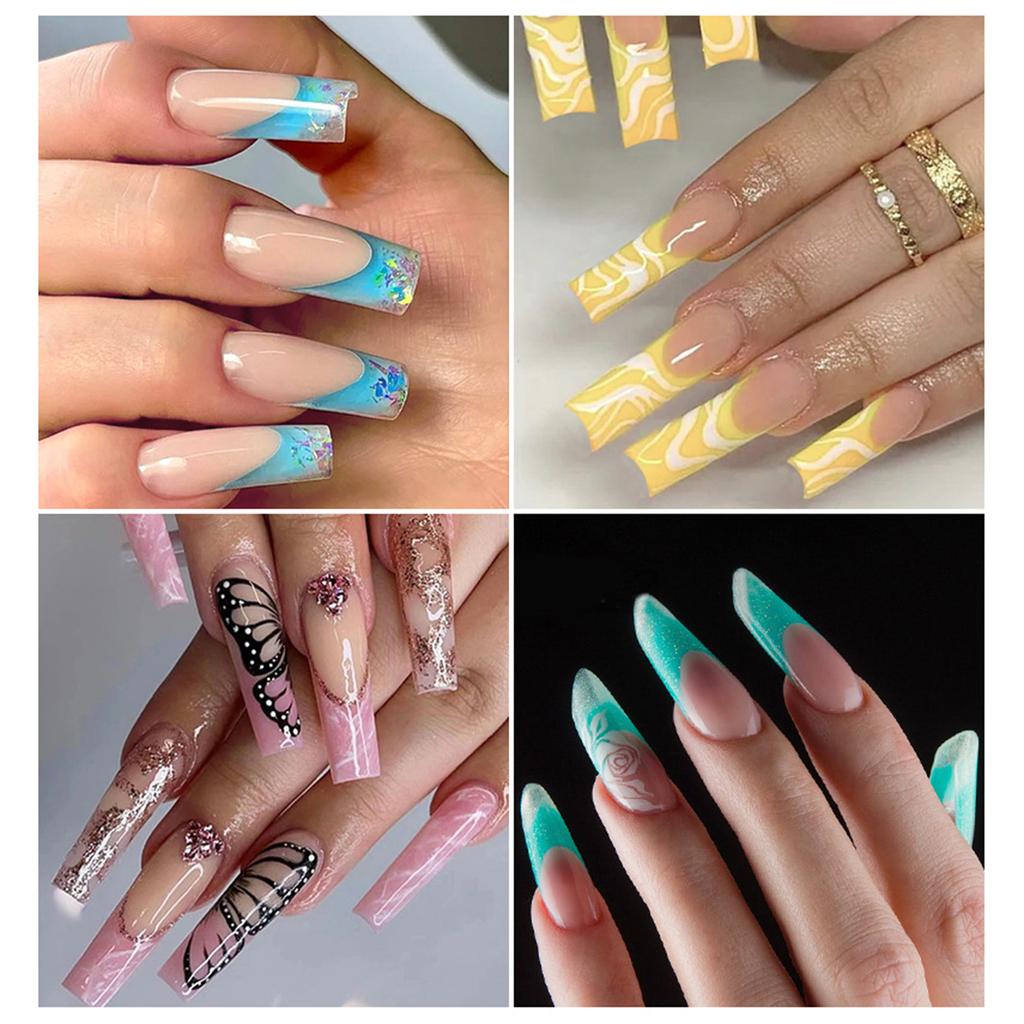 120PCS Clear Full Cover Dual Nail System Form UV Gel Acrylic Nail Art Mold Artificial Nail Tips with Scale for Extension