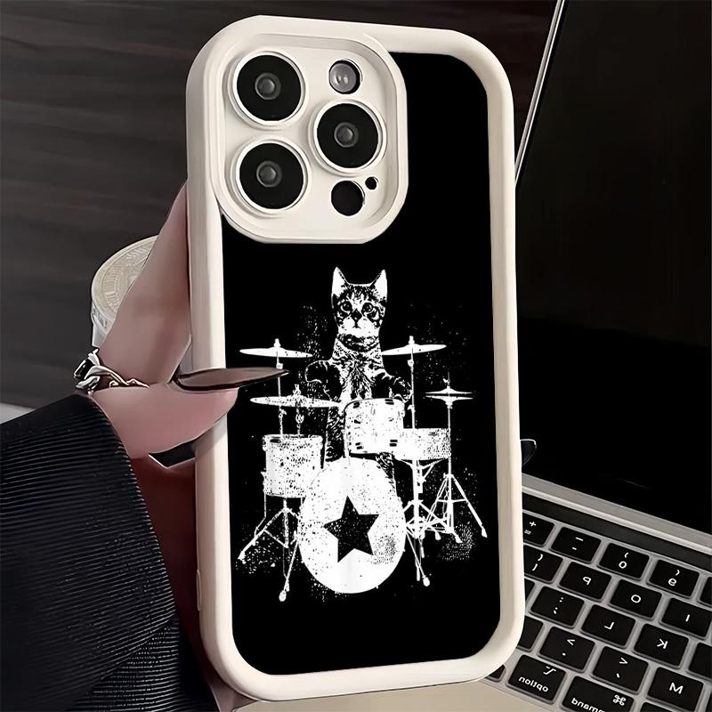 Чехол для телефона iPhone 17 Air 16E 15 16 Pro Max Барабанная установка Рок-музыка Чехол 14 Plus 13 12 Mini Мягкий силиконовый Fundas