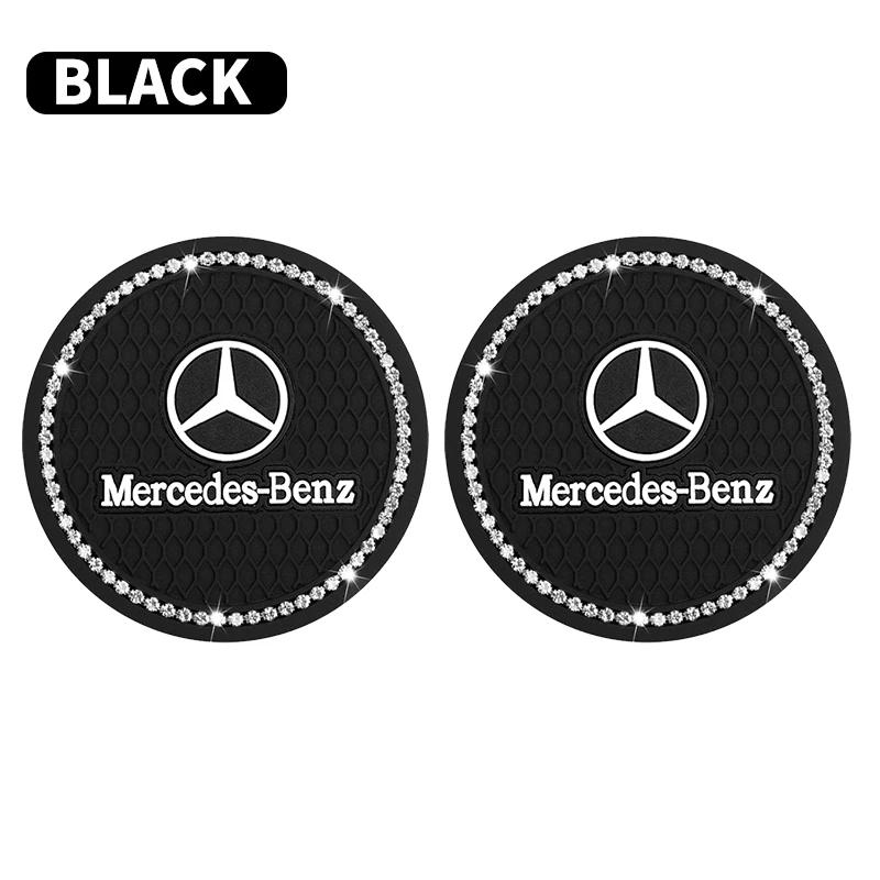 Car Sticker For Benz Car coaster with diamonds Creative diamond-studded water coaster PVC soft rubber for Mercedes Benz W211 W20