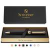Scriveiner Black Lacquer Ballpoint Pen with a Premium 24K Gold Finish and Schmidt Black A Perfect Gift Set for and the Refill. Men, Women,