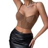 Sequined Fishbone Steel Ring Sexy Nightclub Crop Top