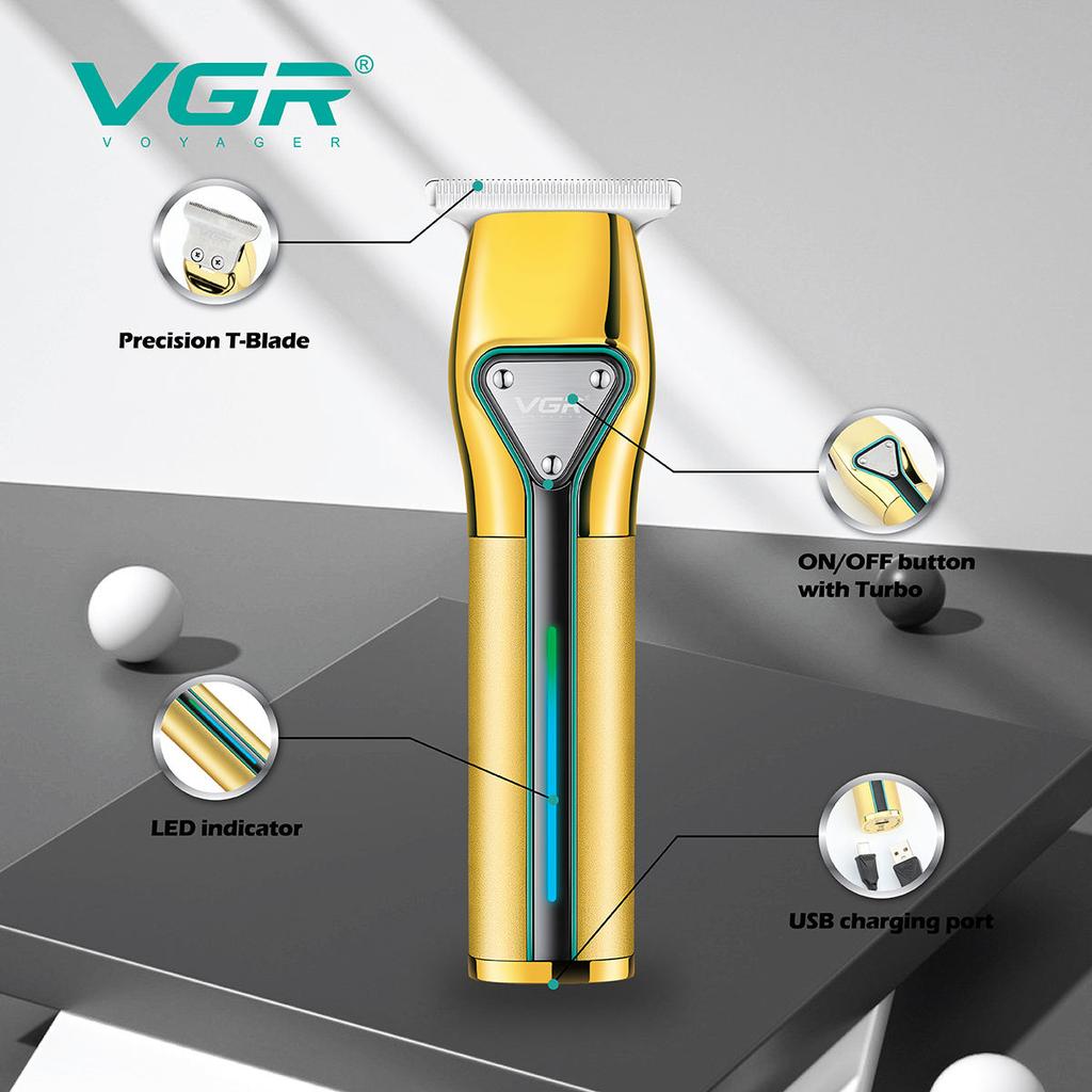 Новая машинка для стрижки волос VGR V-960 Металлический триммер для волос Профессиональная бритва для бороды USB-перезаряжаемая машинка для стрижки волос Беспроводной триммер для мужчин Домашняя бритва