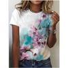 3D Printed Vintage Flower T Shirt For Women Colorful Graphic T-Shirts Summer Harajuku Loose Tees Round Neck Tops Short Sleeves