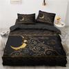 3D Black Bedding Set Pillowcase King Queen Full Single 200x200 Bed Linen Gold Design 3D Printed Duvet Cover Set For Teens Women