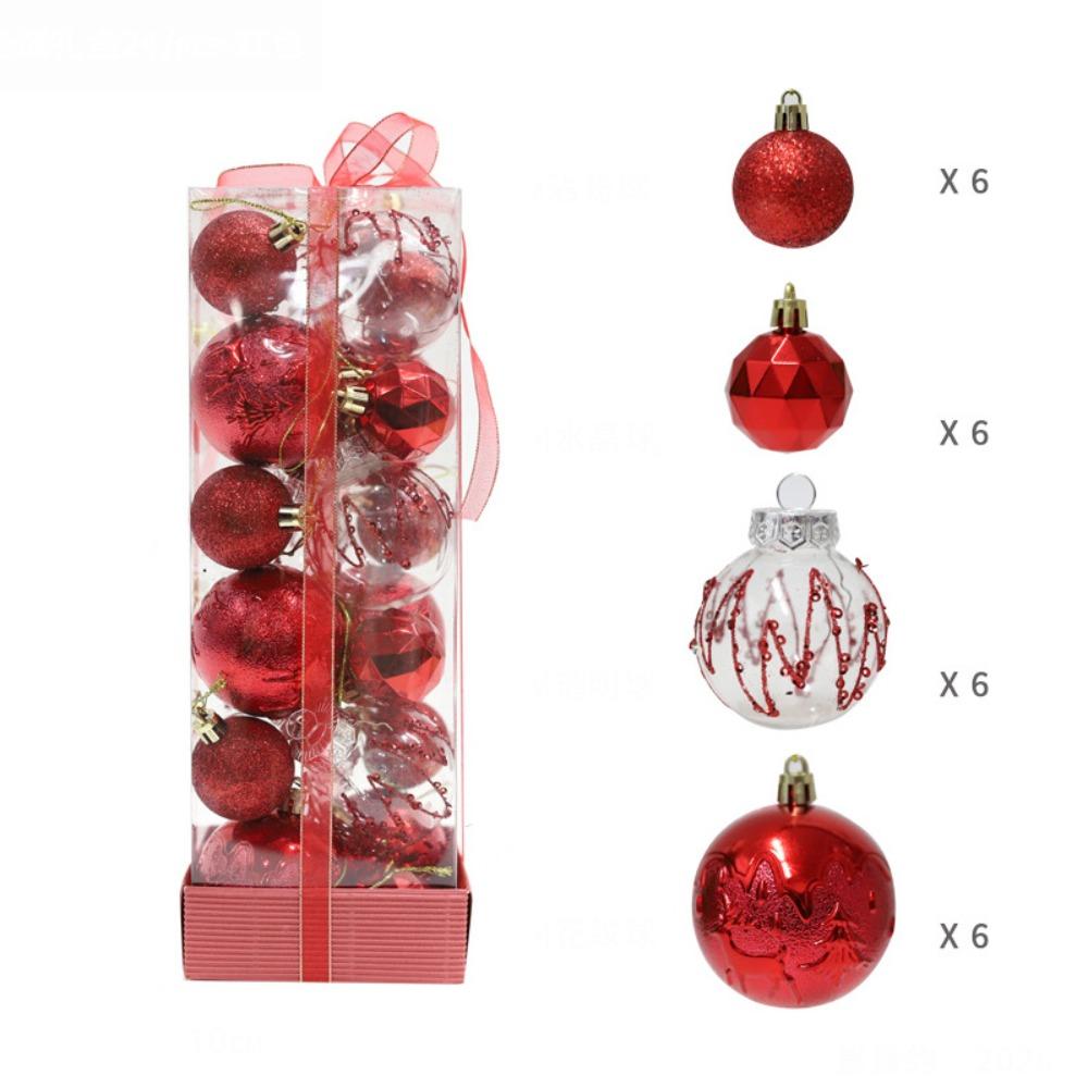 24pcs 4/6cm Christmas Ball Set Plastic Xmas Baubles Xmas Tree Hanging Pendant Christmas Decorations Gift Ball Xmas Ornament Ball