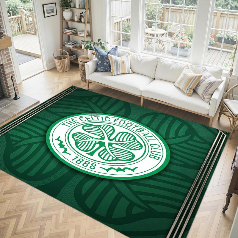 Celtic FC Design Crystal Velvet Carpet Cozy Non?Slip Printed Rug For Bedroom Living Room Entrance