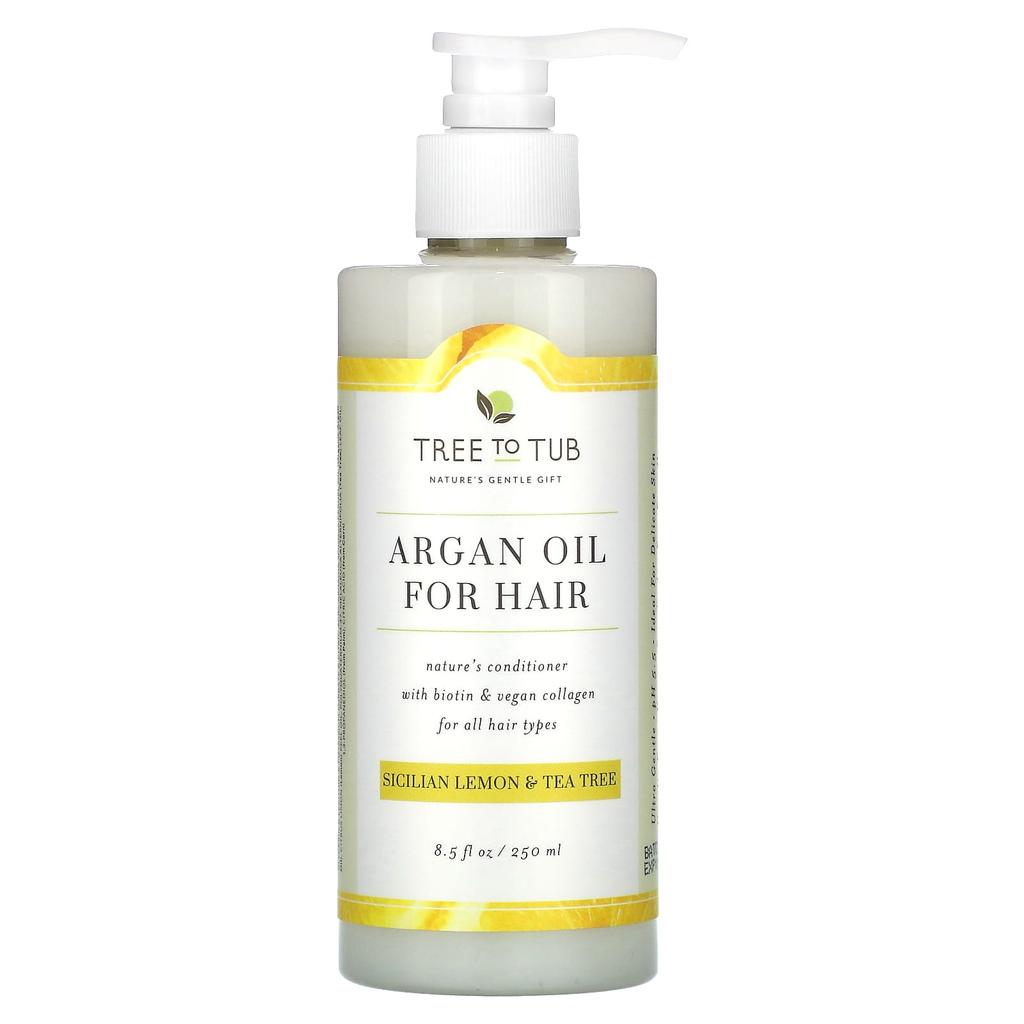 Tree To Tub Argan Oil Hair Conditioner, For All Hair, Sicilian Lemon and Tea Tree, 8.5 Fl Oz (250 Ml)