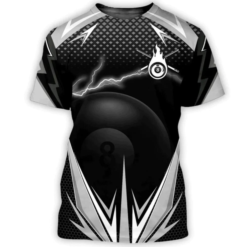 Летняя мужская футболка «Бильярд № 8», черный шар с 3d принтом, высококачественная мужская верхняя праздничная повседневная одежда, повседневная уличная одежда с коротким рукавом