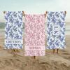 Custom Beach Towel Personalized Beach Towel Blue Toile Bachelorette Beach Towel Art Towel Bulk Discount