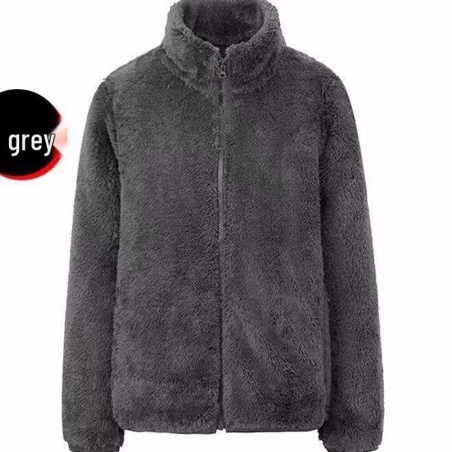 Women's Double-Sided Fleece Jacket - Plus-Size, Thick Velvet, Warm High Collar, Loose Fit, Autumn/Winter Polar Fleece Cardigan.